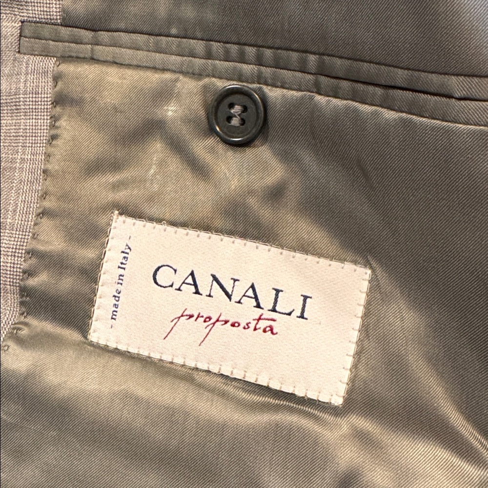 Canali mens 42R green plaid 100% wool 3-button vintage suit jacket - Picture 5 of 8